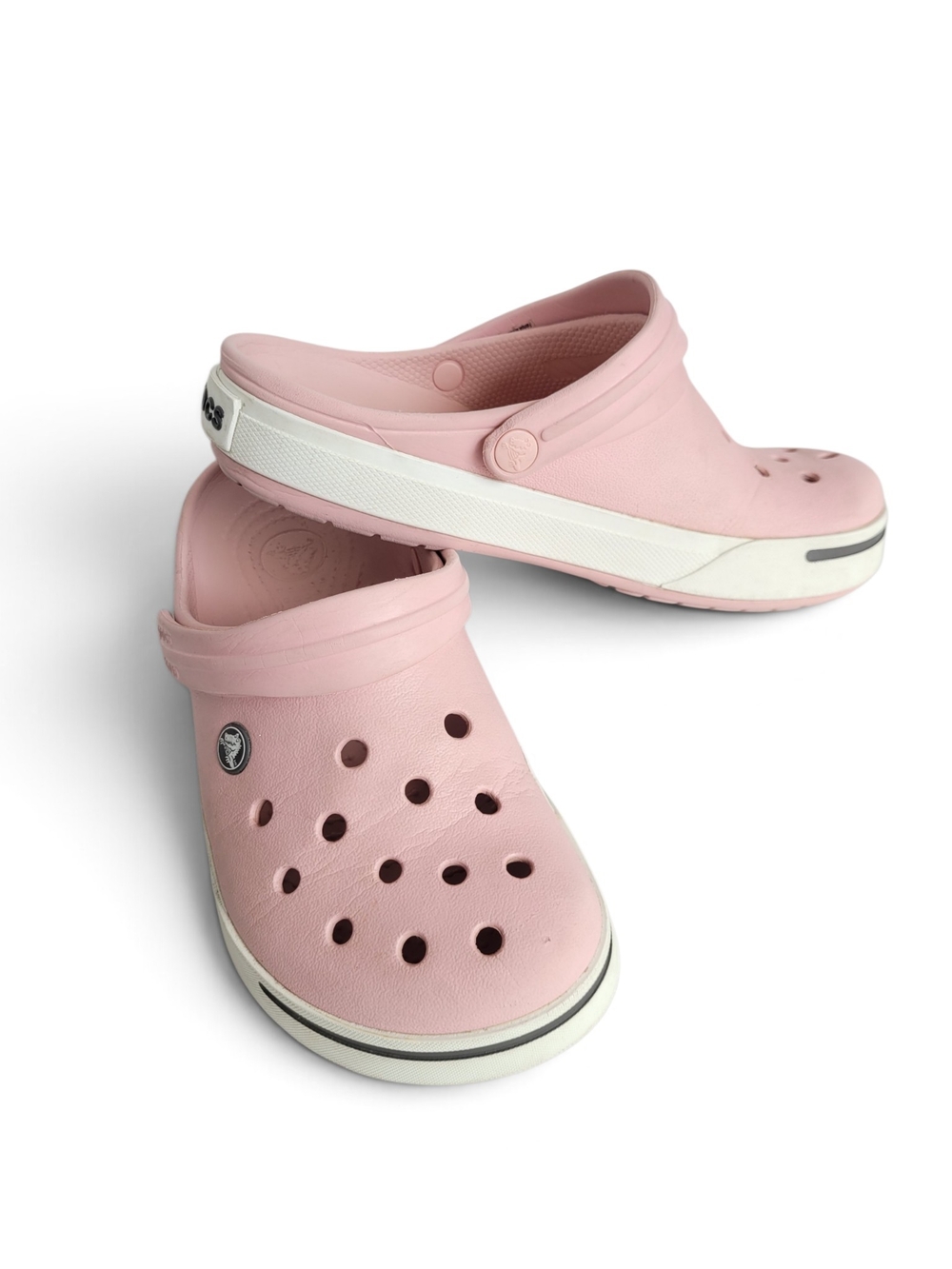 CROCS Crocband Clog Sandals  Light Pink with White Trim 8